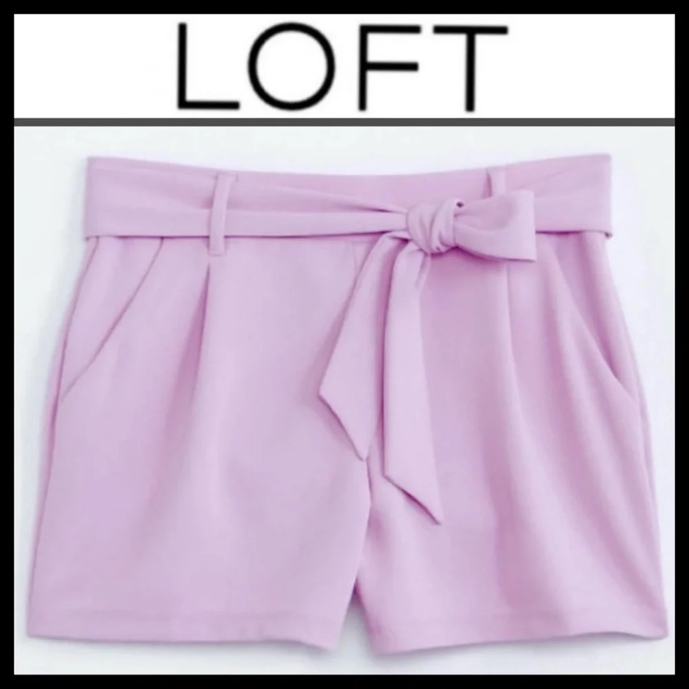 LOFT Women's Lilac Belted Shorts - Picture 1 of 5